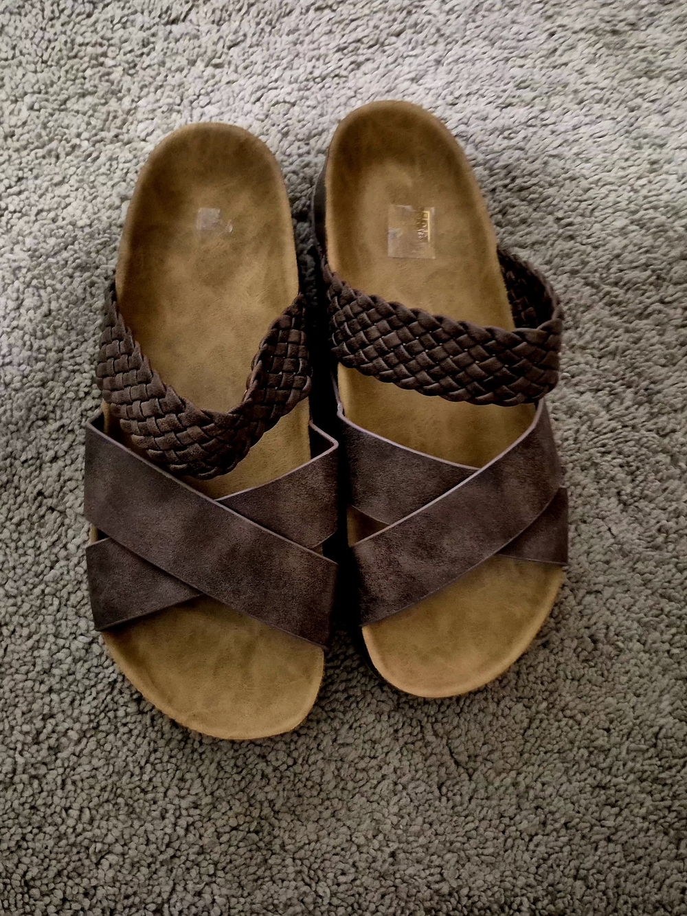 BKE Dark Brown Braided & Crisscross Slide Sandals
